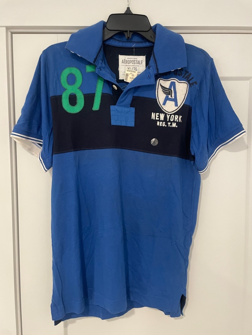 Original Aeropostale NY 87 Men’s Blue Polo Embroidered XL Partial Tags